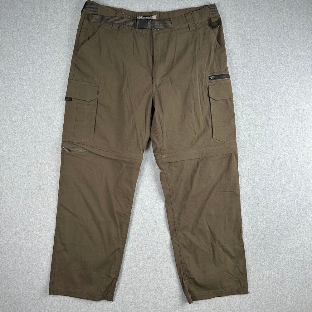 BC Clothing Mens Cargo Convertible Pants Zip Off Legs Khaki Size XXL 30